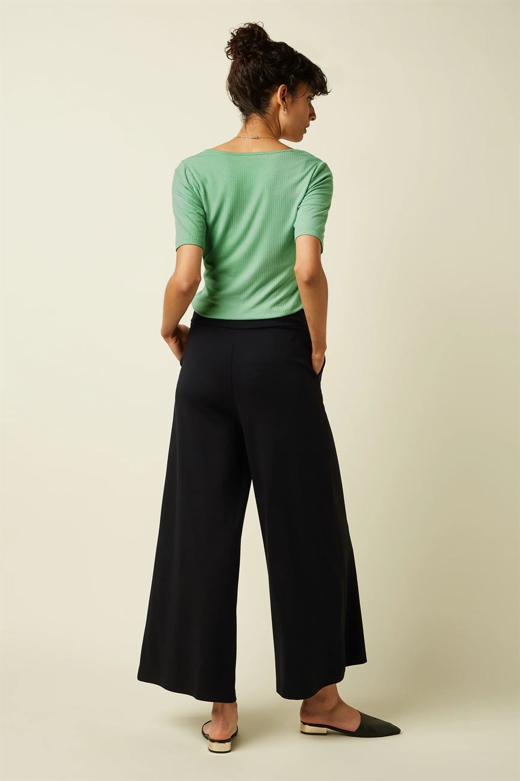 Border Palazzo Cropped Pants Milano Uni - Imagen 2