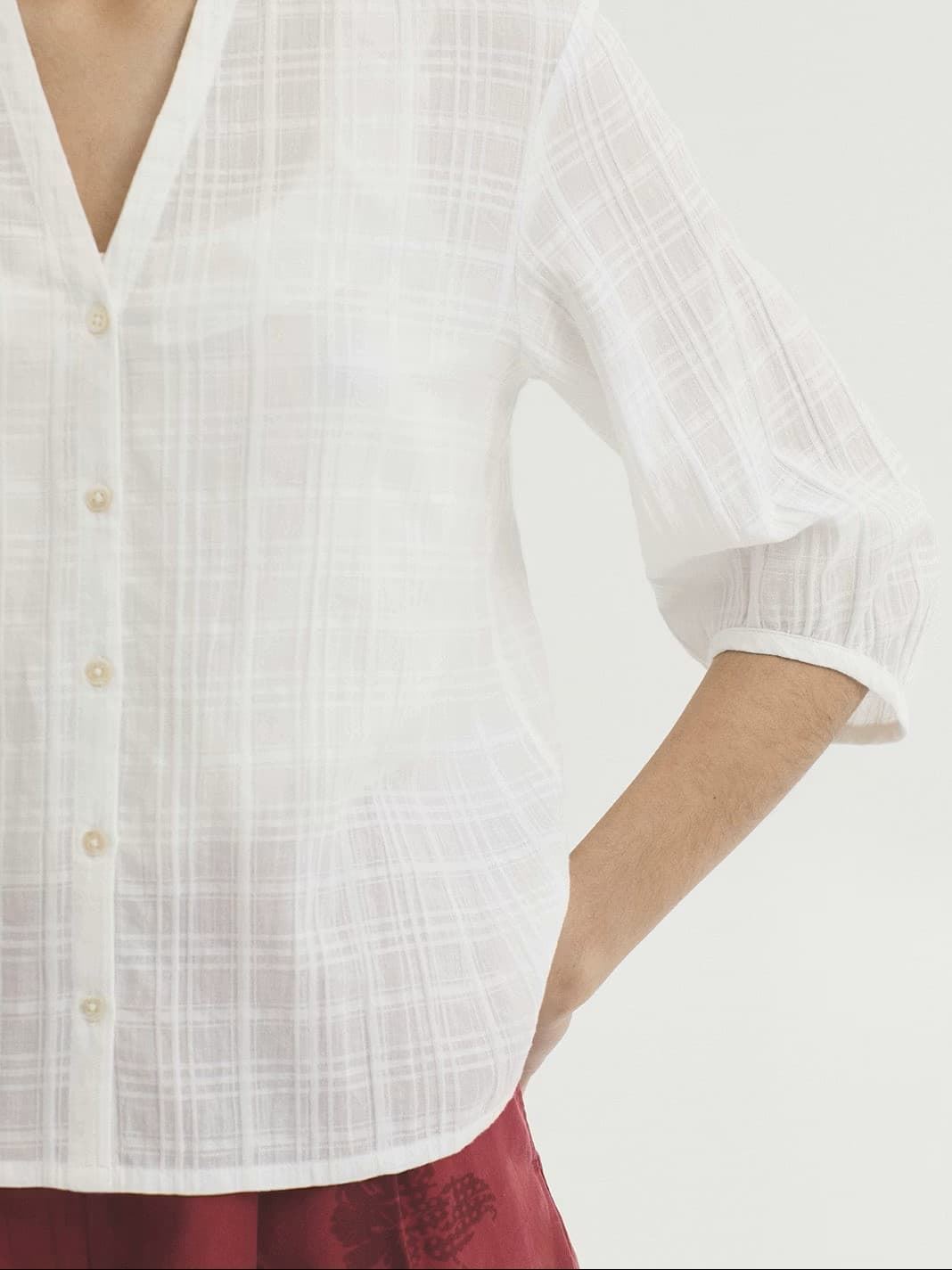 Camisa jacquard de cuadros - Imagen 3