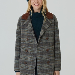 Chaquetón a cuadros con cuello en punto - Imagen 1