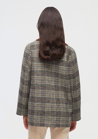 Chaquetón a cuadros con cuello en punto - Imagen 2