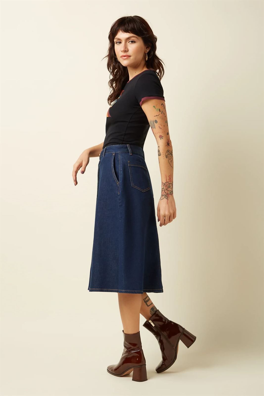 Falda Marie Onyx Denim - Imagen 3