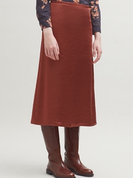 Falda midi evasé satinada - Imagen 1