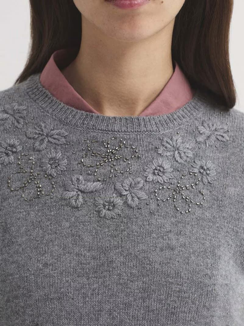 Jersey de lana flores bordadas - Imagen 4