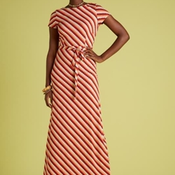 KL. VESTIDO LARGO LISTAS NARANJA - Imagen 1