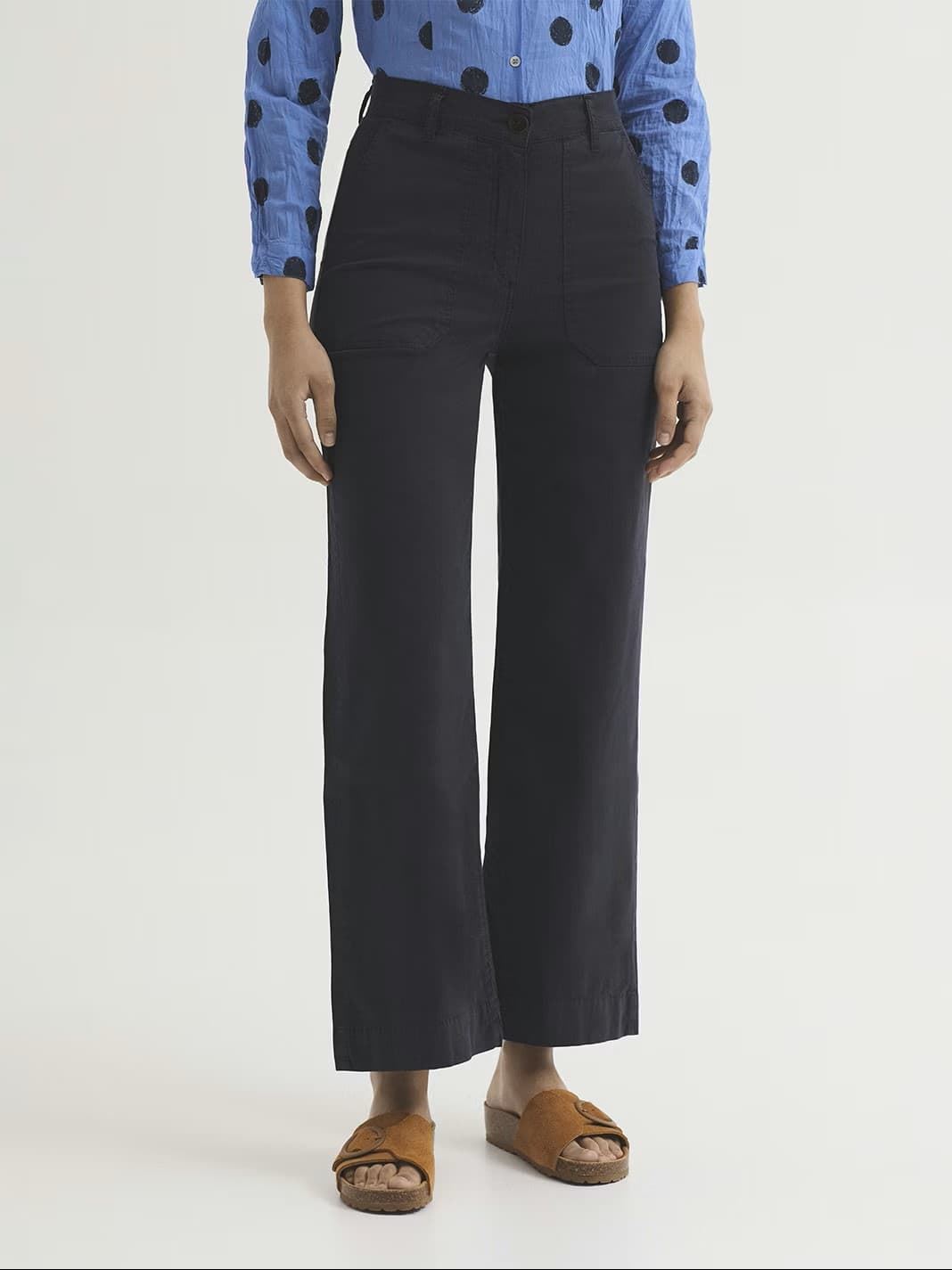 Pantalón ancho satén algodón - Imagen 1