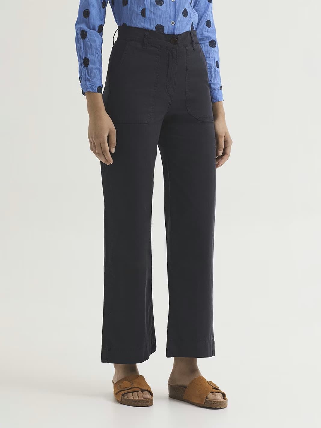 Pantalón ancho satén algodón - Imagen 4