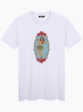 SM. CAMISETA SMILE BLANCA CON CHICA HAWAIANA - Imagen 1