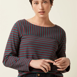 Top de canesú de cuello barco Britney Stripe - Imagen 1