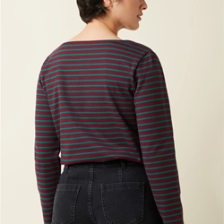 Top de canesú de cuello barco Britney Stripe - Imagen 2