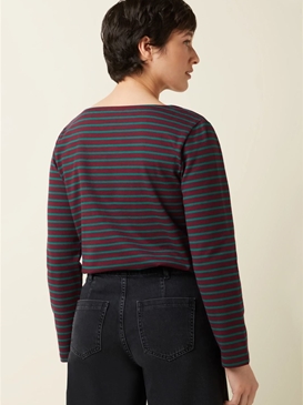 Top de canesú de cuello barco Britney Stripe - Imagen 2