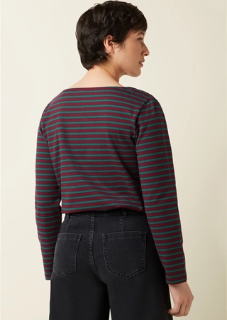 Top de canesú de cuello barco Britney Stripe - Imagen 2