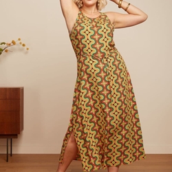 Vestido midi color avellana Kizko - Imagen 1