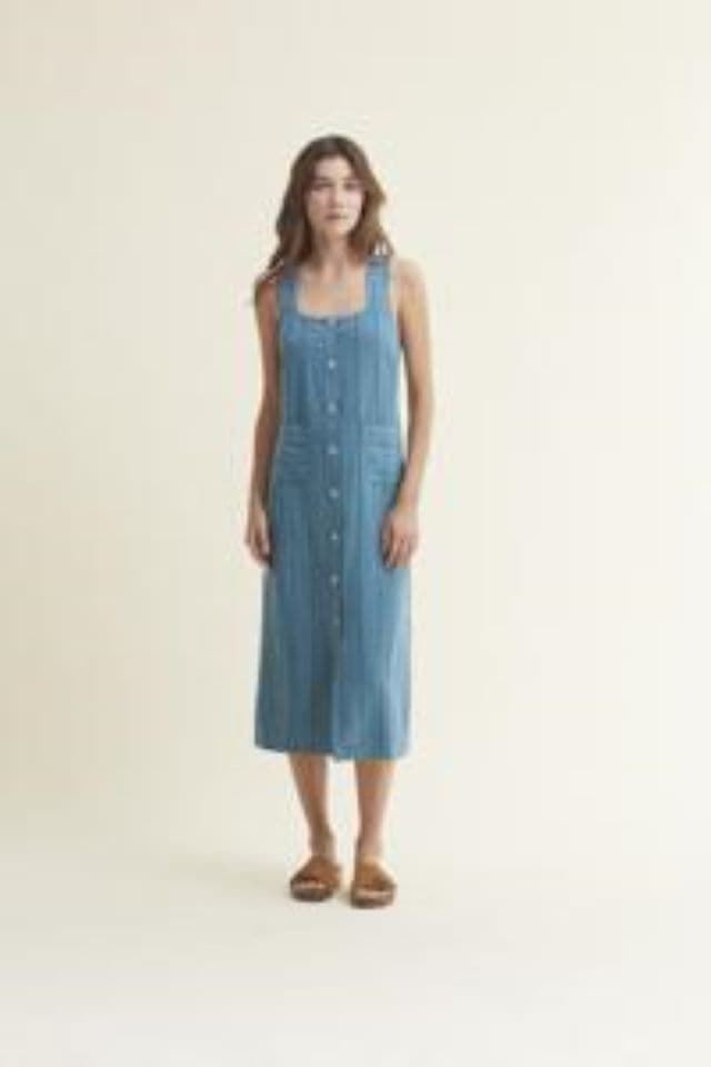 Vestido rayas de tencel sobretintado - Imagen 1