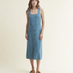 Vestido rayas de tencel sobretintado - Imagen 1