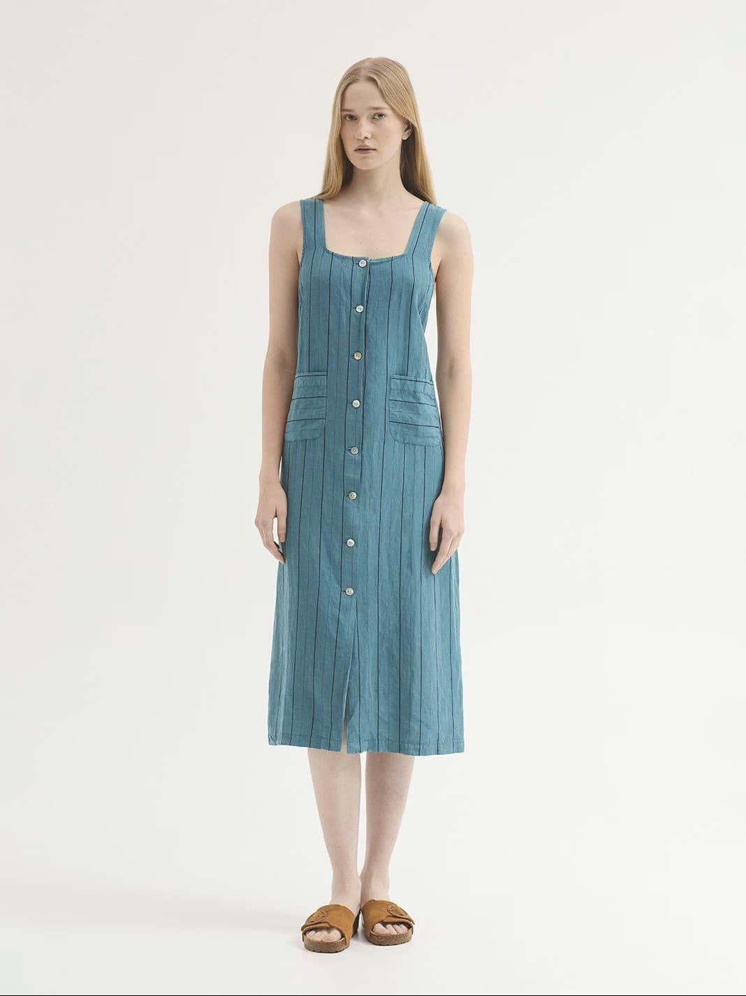 Vestido rayas de tencel sobretintado - Imagen 3