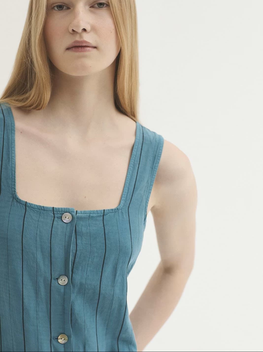 Vestido rayas de tencel sobretintado - Imagen 4