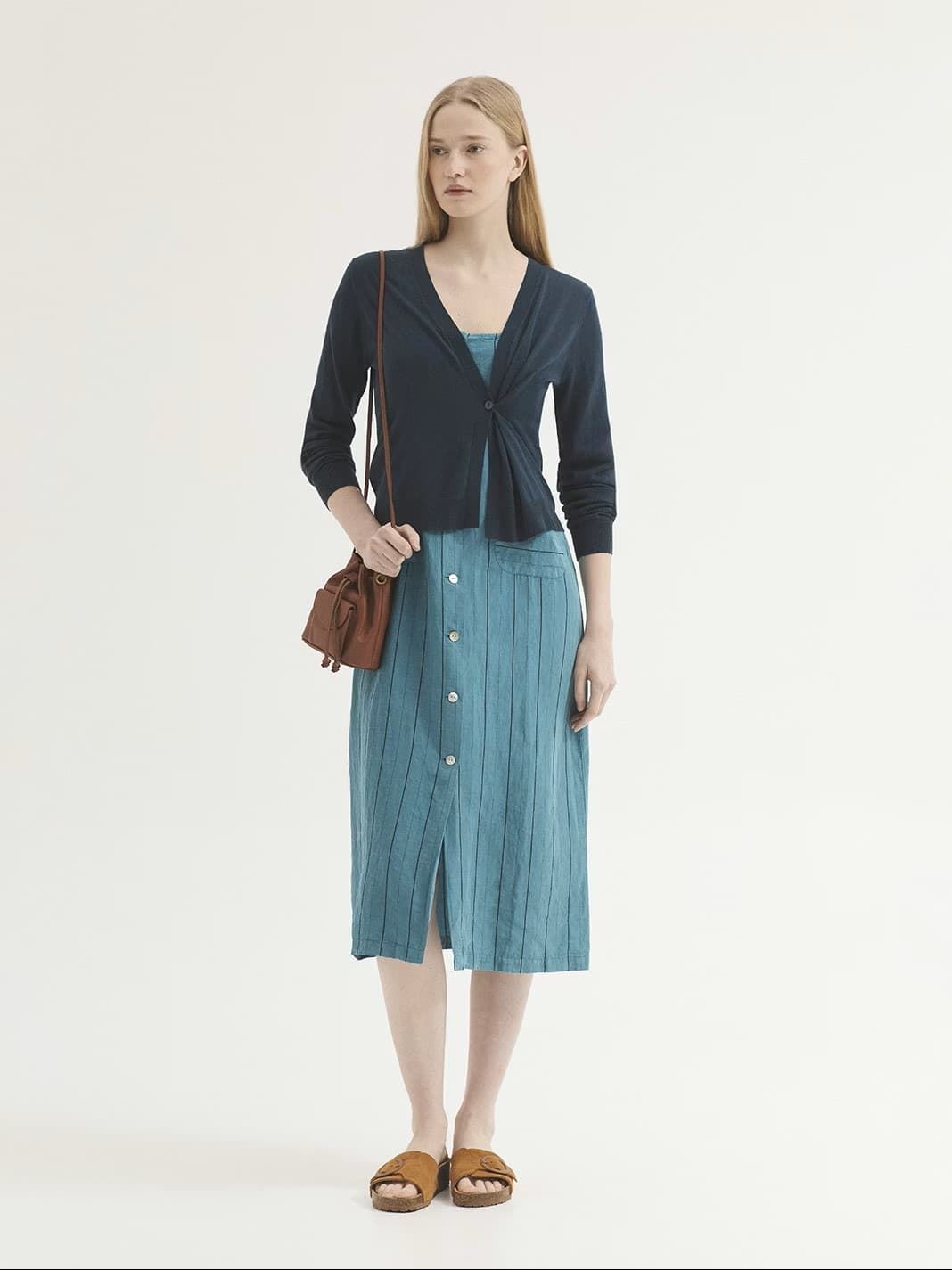 Vestido rayas de tencel sobretintado - Imagen 6